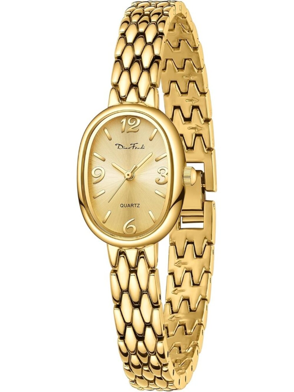 Women’s All Gold Petite Vintage Oval Japanese Quartz Waterproof Watch